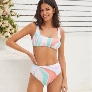 Vici Sami montage multicolor high-rise cheeky swim bottom NWT SIZE SMALL